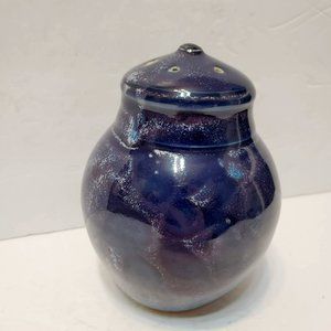 Laconia NH Studio Art Pottery Mike Verhoeks Glossy Blue Purple Glaze Shaker Pot